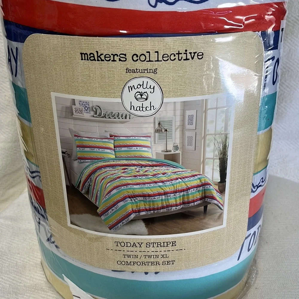 MAKERS COLLECTIVE Colorful Today Stripe Comforter Set twin/twin XL